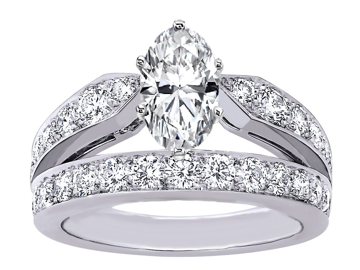 Engagement Ring Oval Diamond Double Band Engagement RingES1235OV