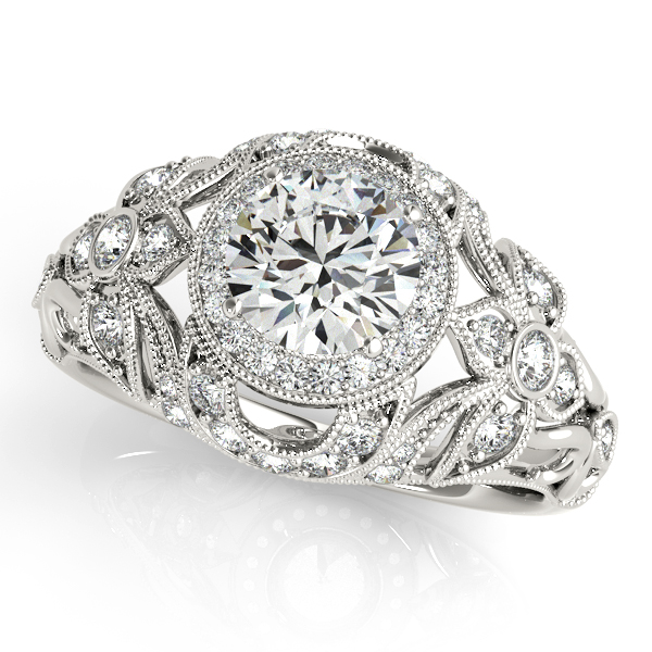 Engagement Ring Halo Floral Diamond Filigree Engagement RingES1753