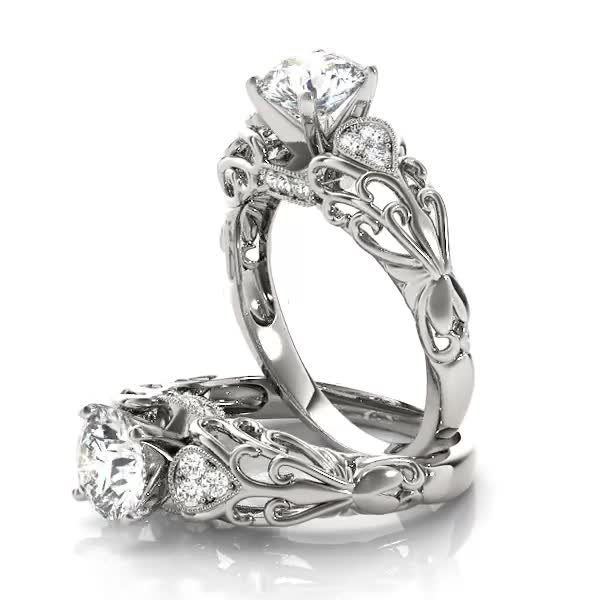 Engagement Ring Filigree Floral Diamond Engagement RingES2281