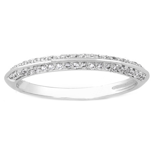 Wedding Band Round Diamond Pavé Set Knife Edge Ladies Wedding Ring 0.