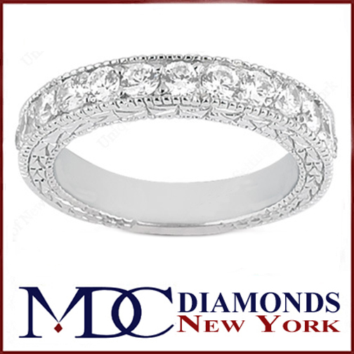Wedding Band Vintage MicroPavé Set Round Diamond Wedding Band in 0.