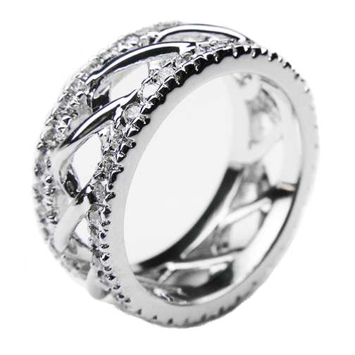 Wedding Band Round Diamond Double Helix Eternity Wedding Band 0.94