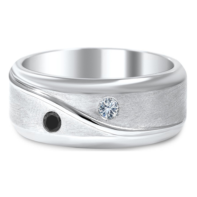 European Engagement Ring Men Matte Finish Wedding Band with Black