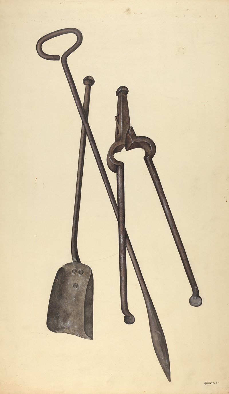 Zoar Fire Tongs, Poker and Shovel by Jerry Guinta Artvee