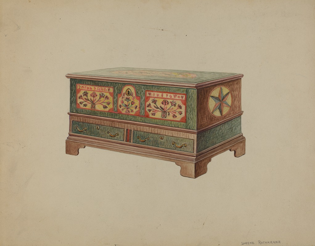 Pa. German Dower Chest by Lorenz Rothkranz Artvee