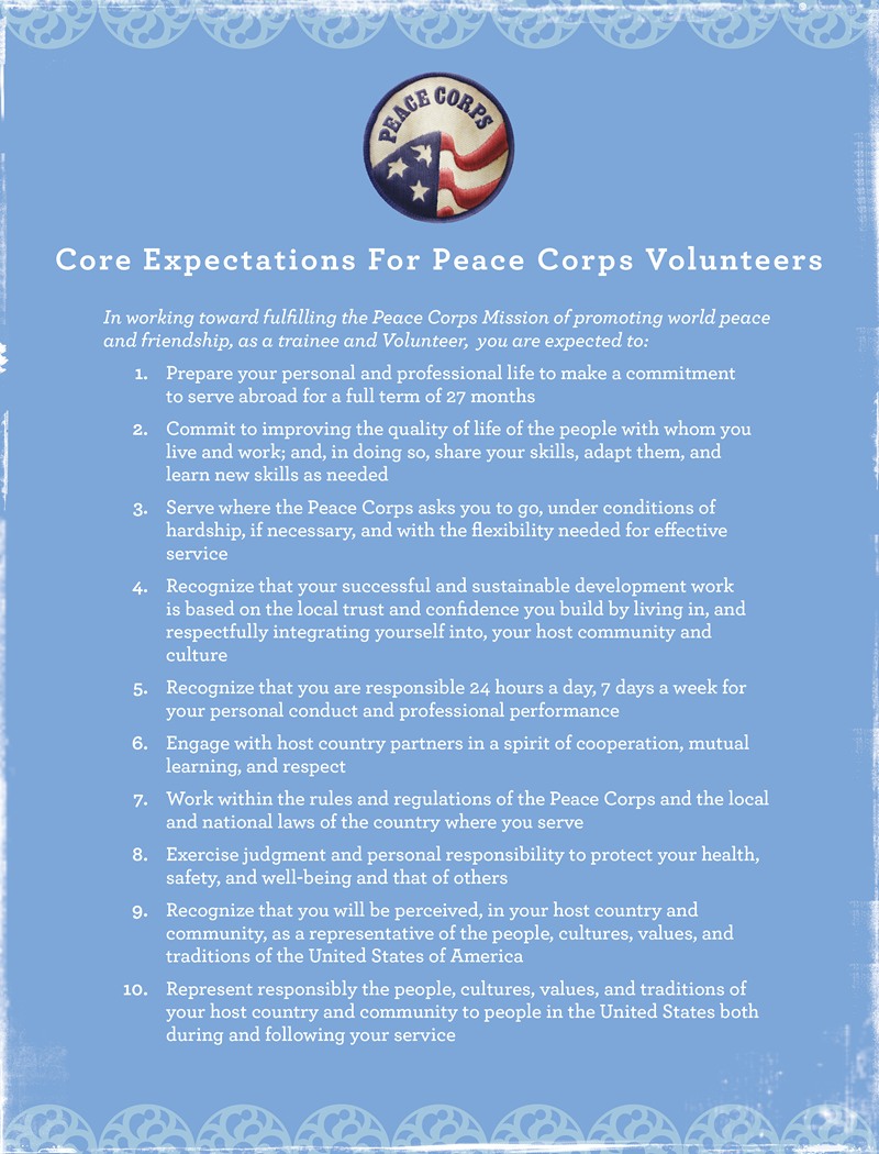 Core Volunteer Expectations by Peace Corps Artvee