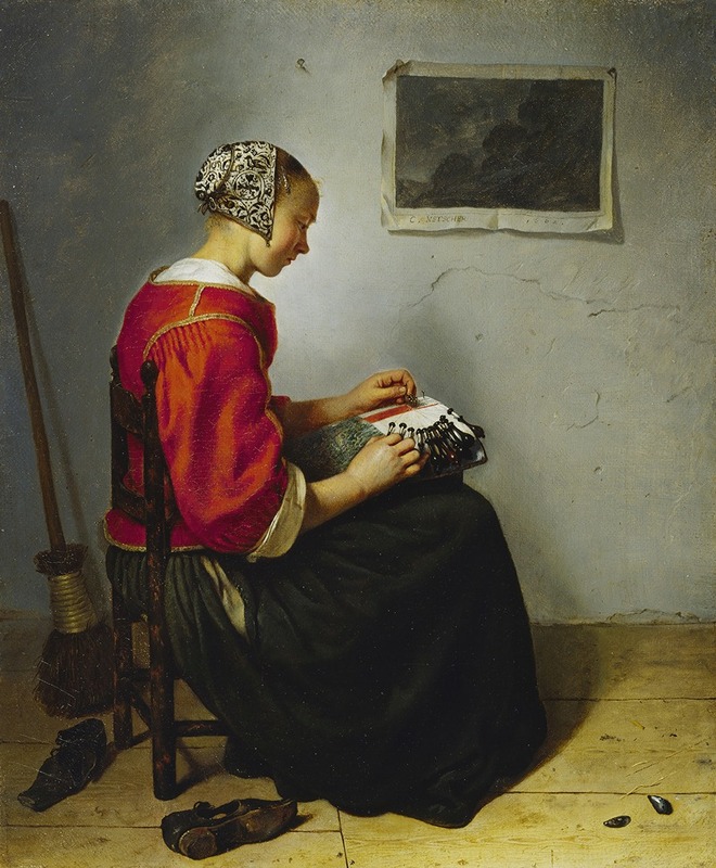 The Lace Maker by Caspar Netscher Artvee