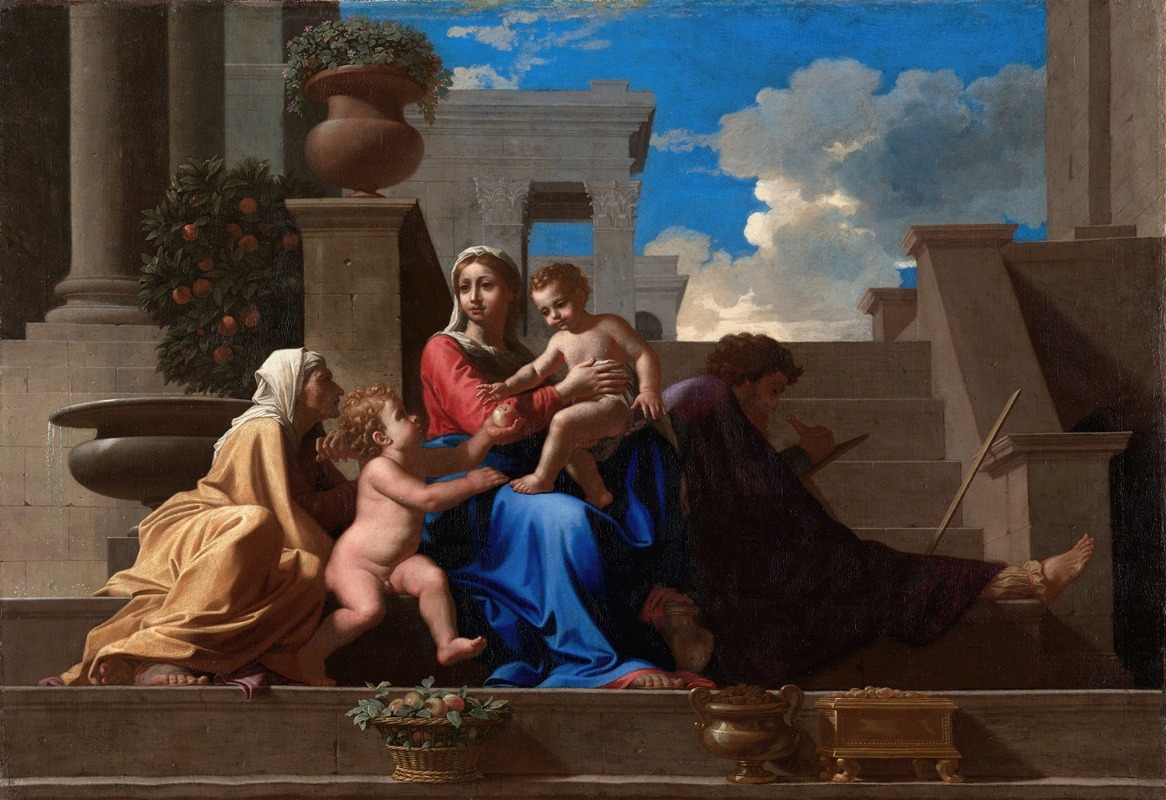 The Holy Family on the Steps by Nicolas Poussin Artvee