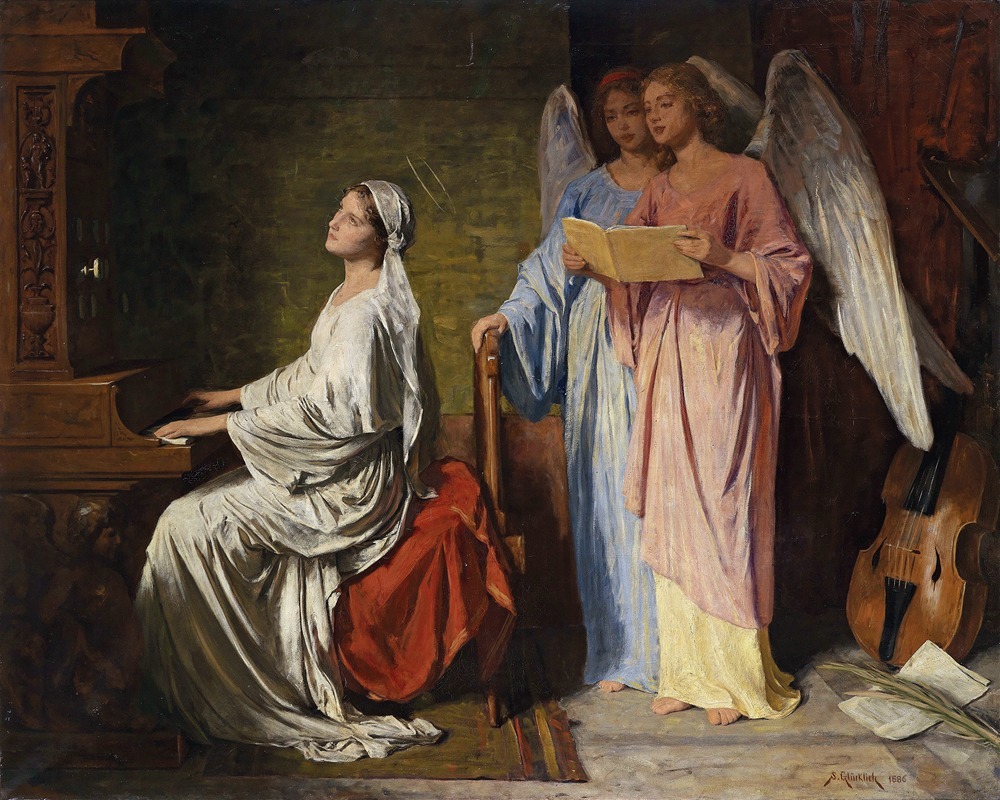 St. Cecilia Suona by Simon Glücklich Artvee