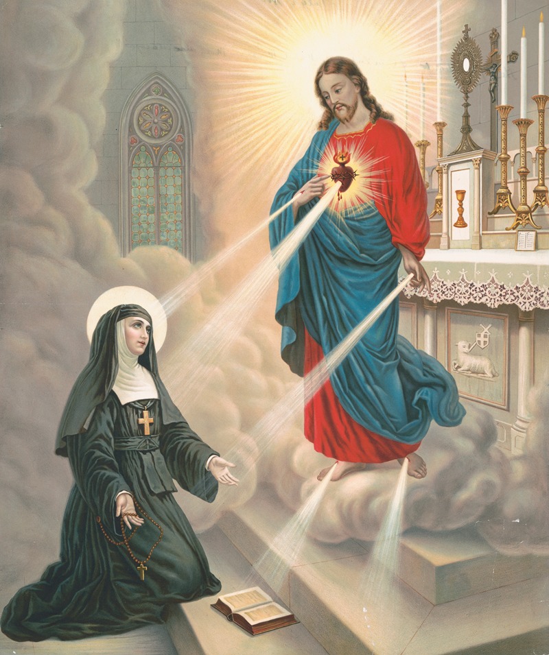 The apparition of our Lord to blessed Margaret Mary Alacoque by Langan
