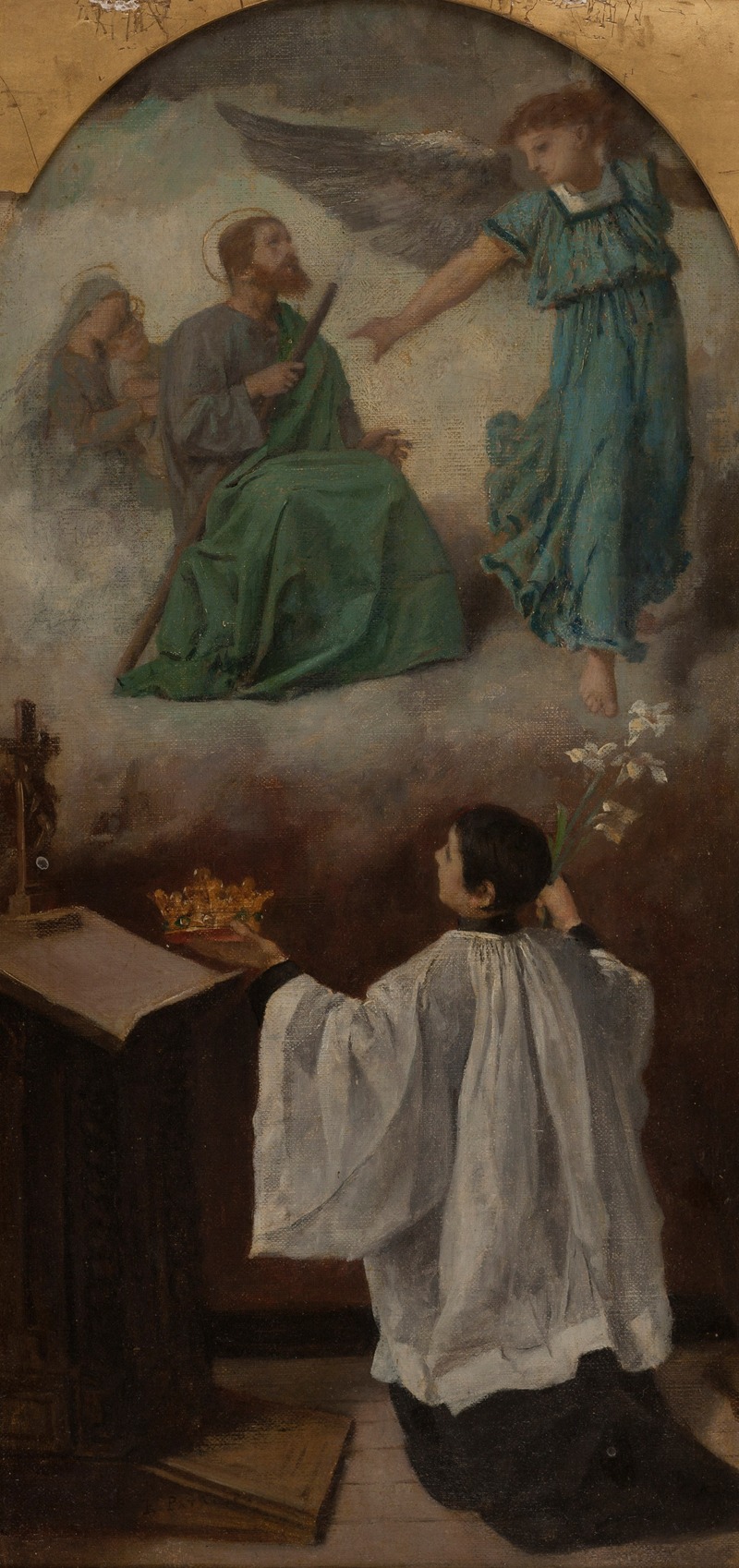 Saint Louis de Gonzague en contemplation devant les vertus de Jésus ou