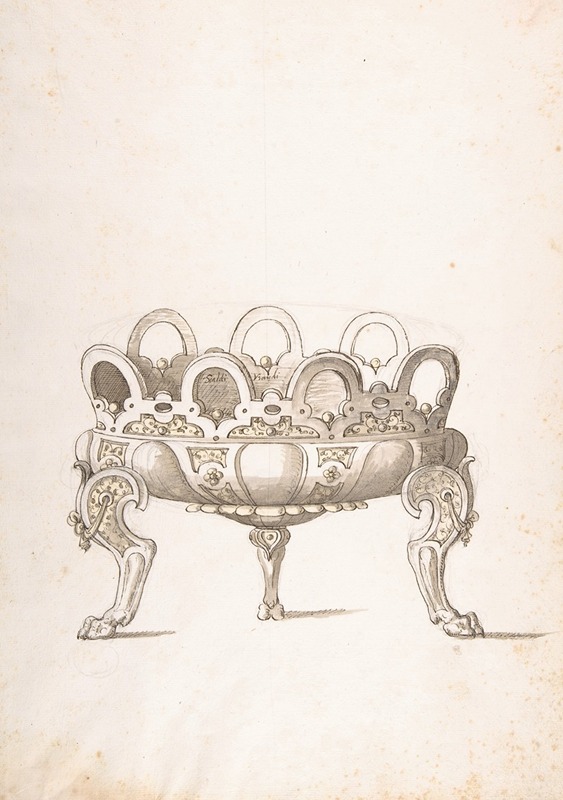 Design for Shallow Round Dish on Three Legs by Erasmus Hornick Artvee