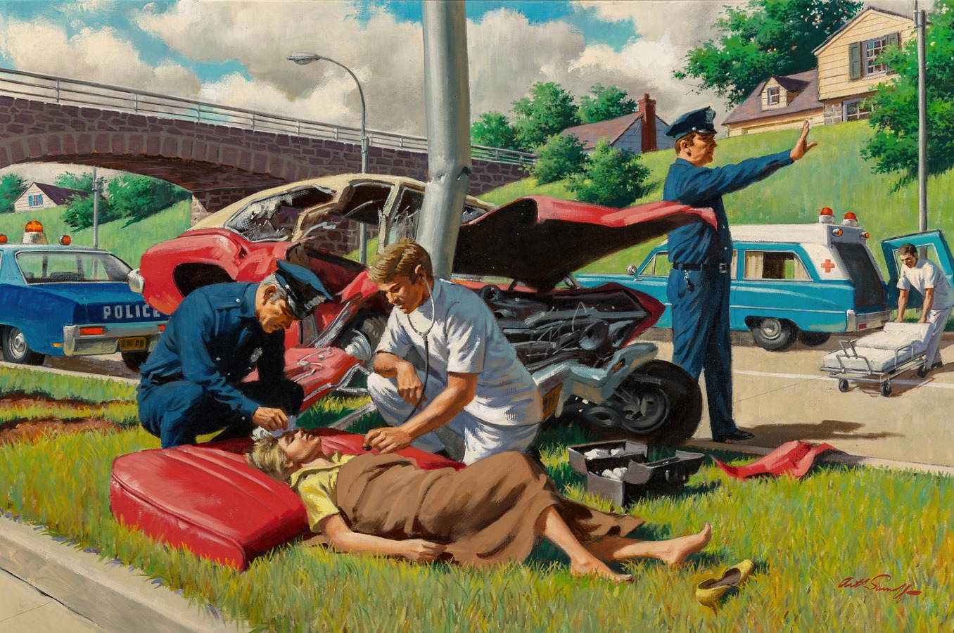 Car Crash by Arthur Saron Sarnoff Artvee