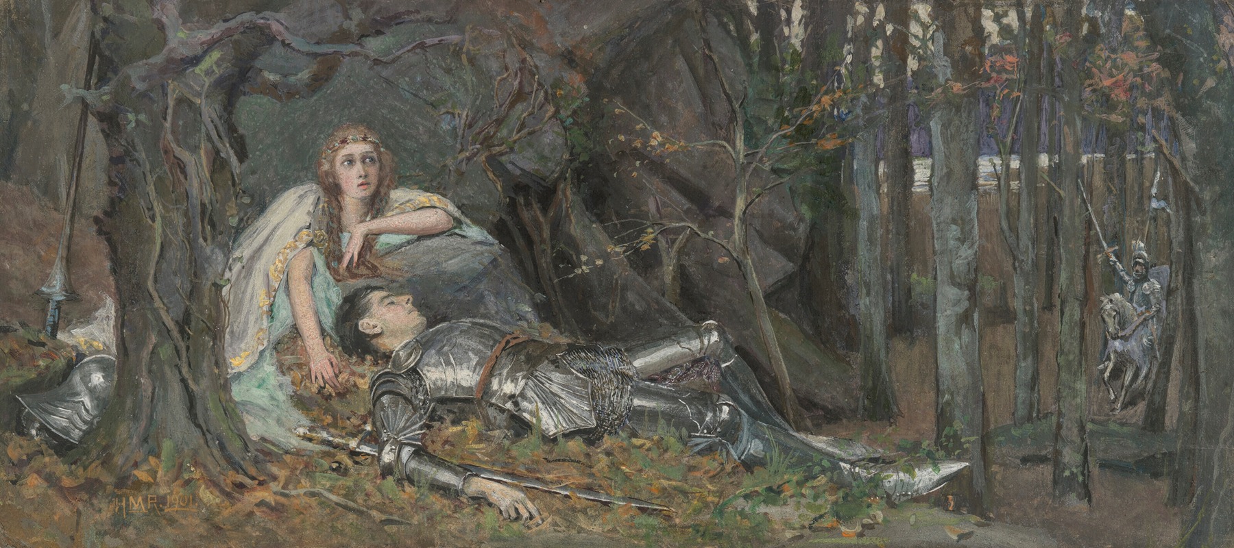 La Belle Dame sans Merci by Henry Meynell Rheam Artvee