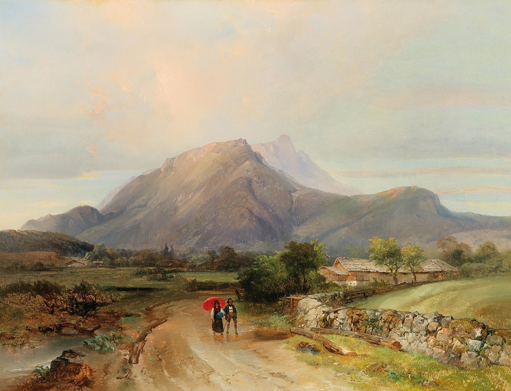 Landscape With Walkers by Anton Hansch Artvee