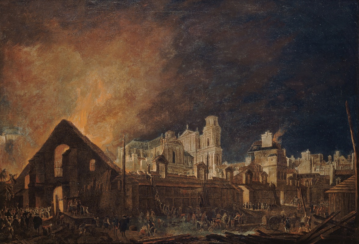 La Foire SaintGermain pendant l'incendie (nuit du 16 au 17 mars 1762) by PierreAntoine Demachy