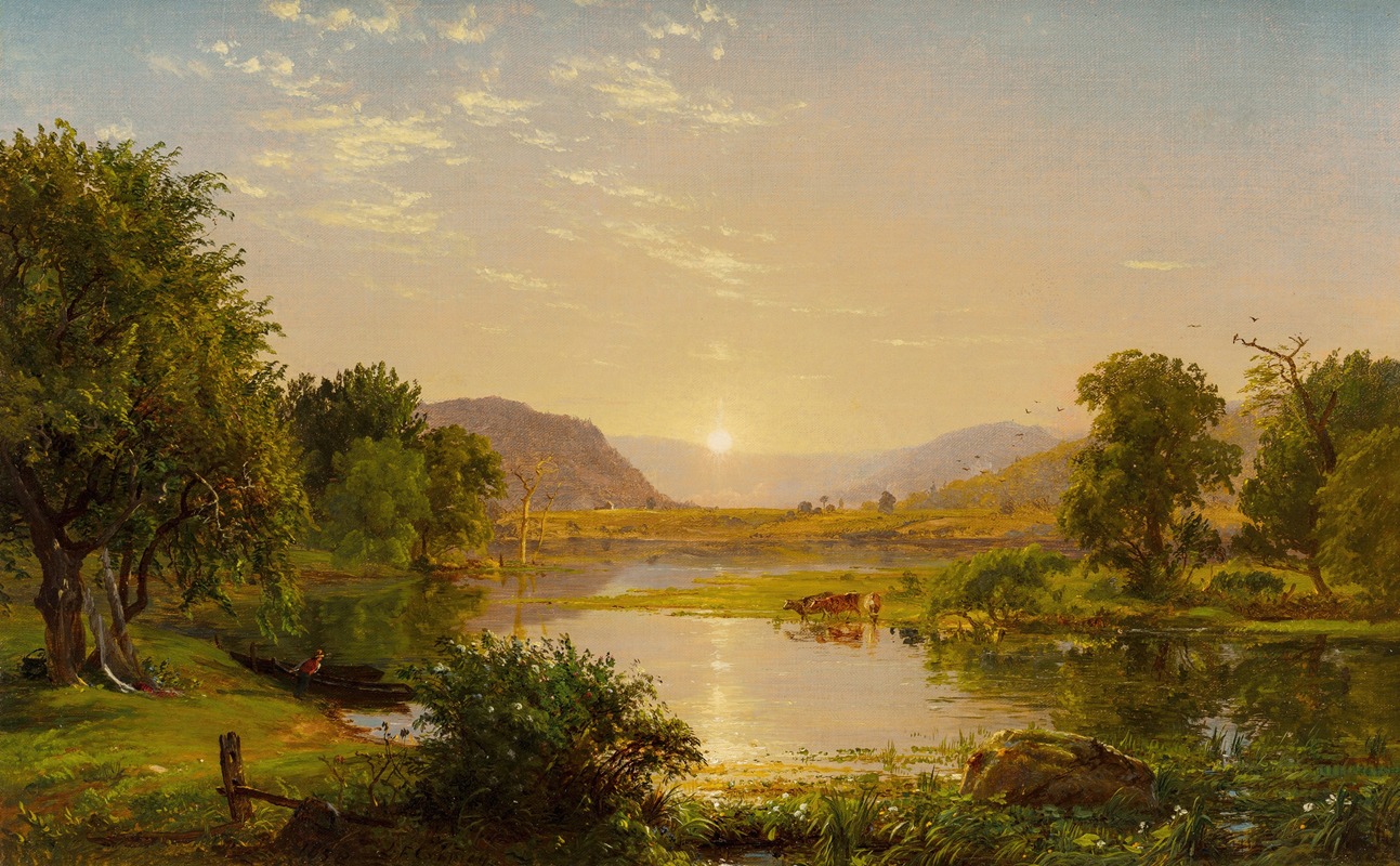 Preparing the Boats at Greenwood Lake by Jasper Francis Cropsey Artvee
