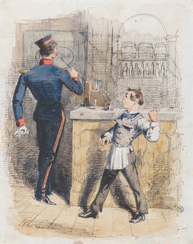 Pot Valiant; Scene in a TapRoom by John Leech Artvee