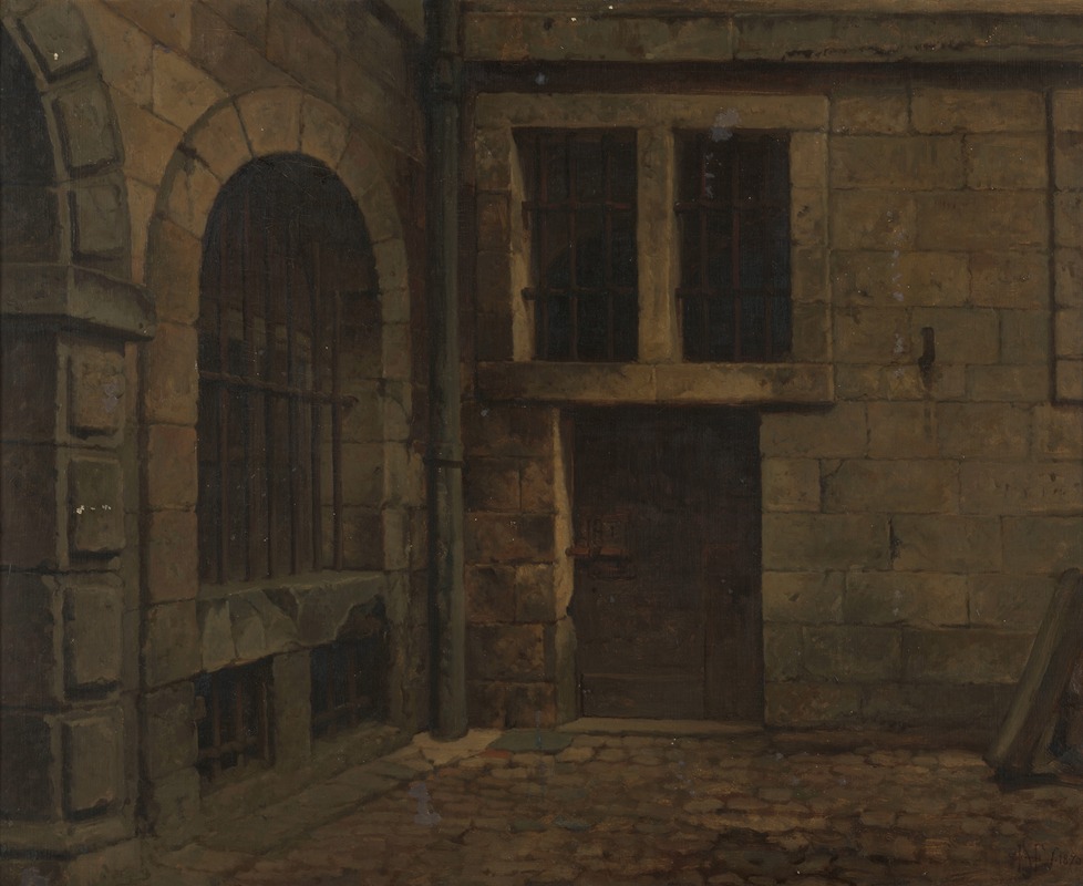 Old Courtyrad of Antwerp Town Hall by Henri François Schaefels Artvee