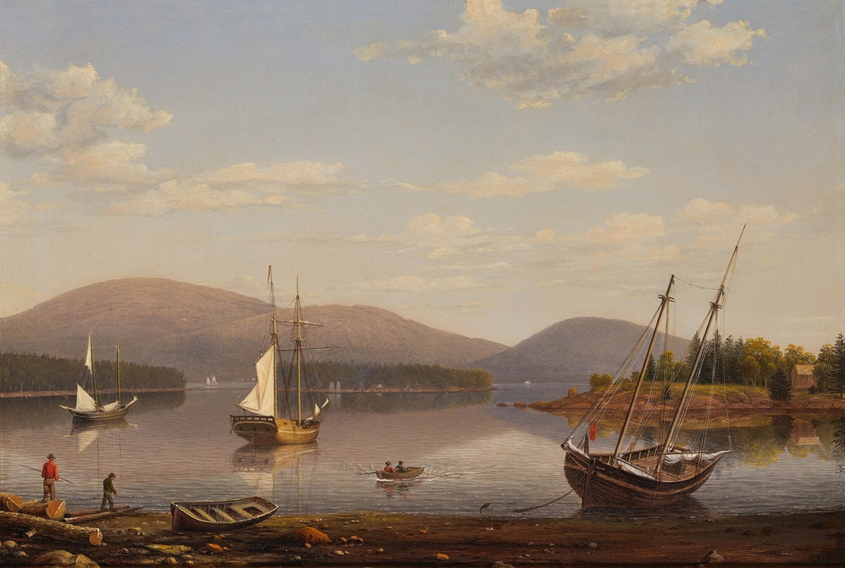 Bar Island and Mount Desert Mountains from Somes Settlement by Fitz