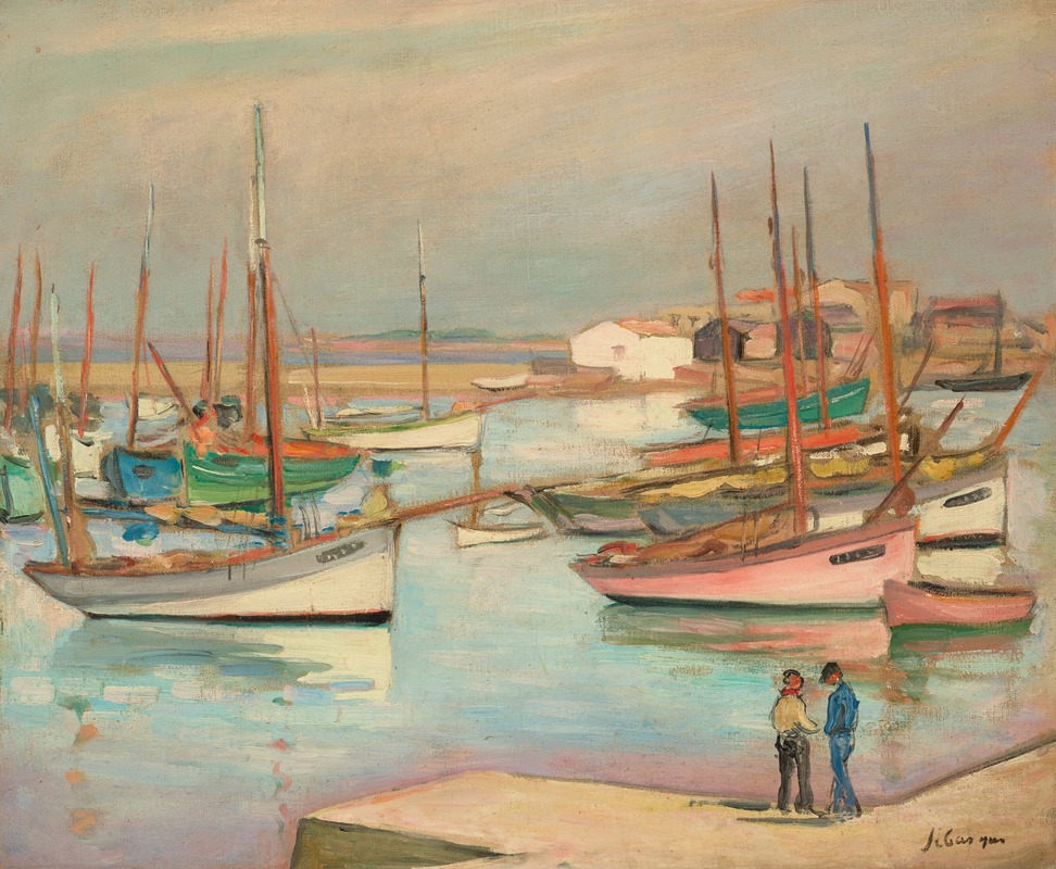 Maisons sur le port à l'île d'Yeu by Henri Lebasque Artvee