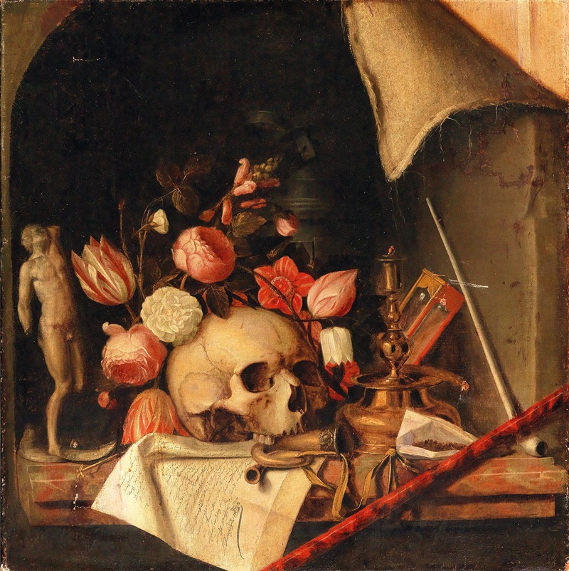 A trompel’oeil vanitas still life by Cornelius Norbertus Gijsbrechts