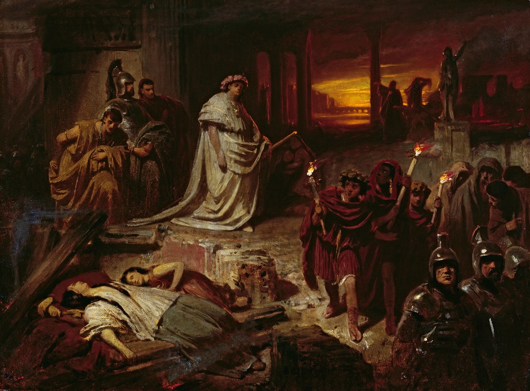 Nero on the ruins of Rome by Karl Theodor von Piloty Artvee