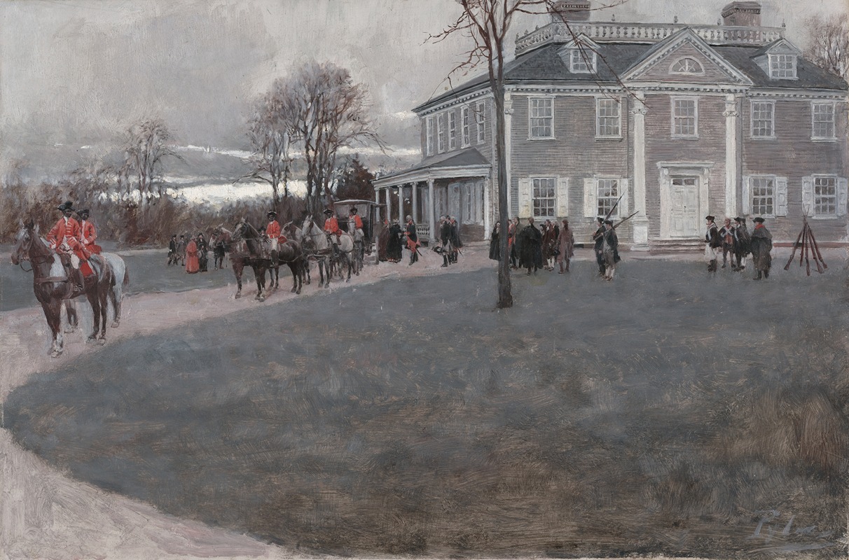 Lady Washington's Arrival At Headquarters, Cambridge, 1775 by Howard