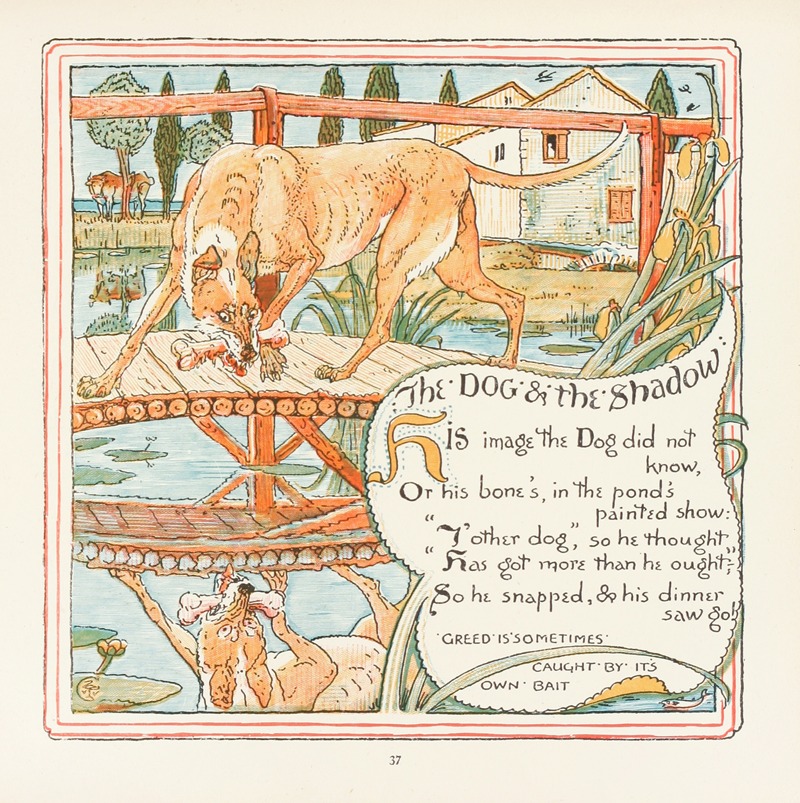 The Dog and the Shadow by Walter Crane Artvee