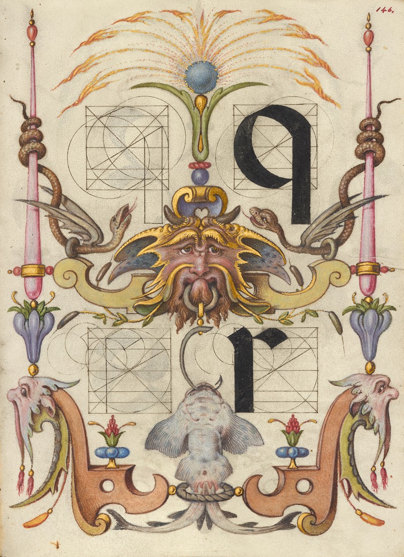 Guide for Constructing the Letters q and r by Joris Hoefnagel Artvee