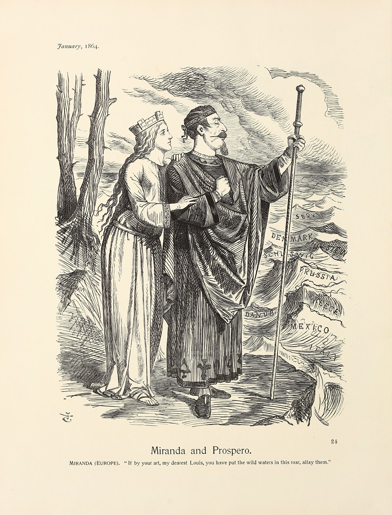 Miranda and Prospero by Sir John Tenniel Artvee