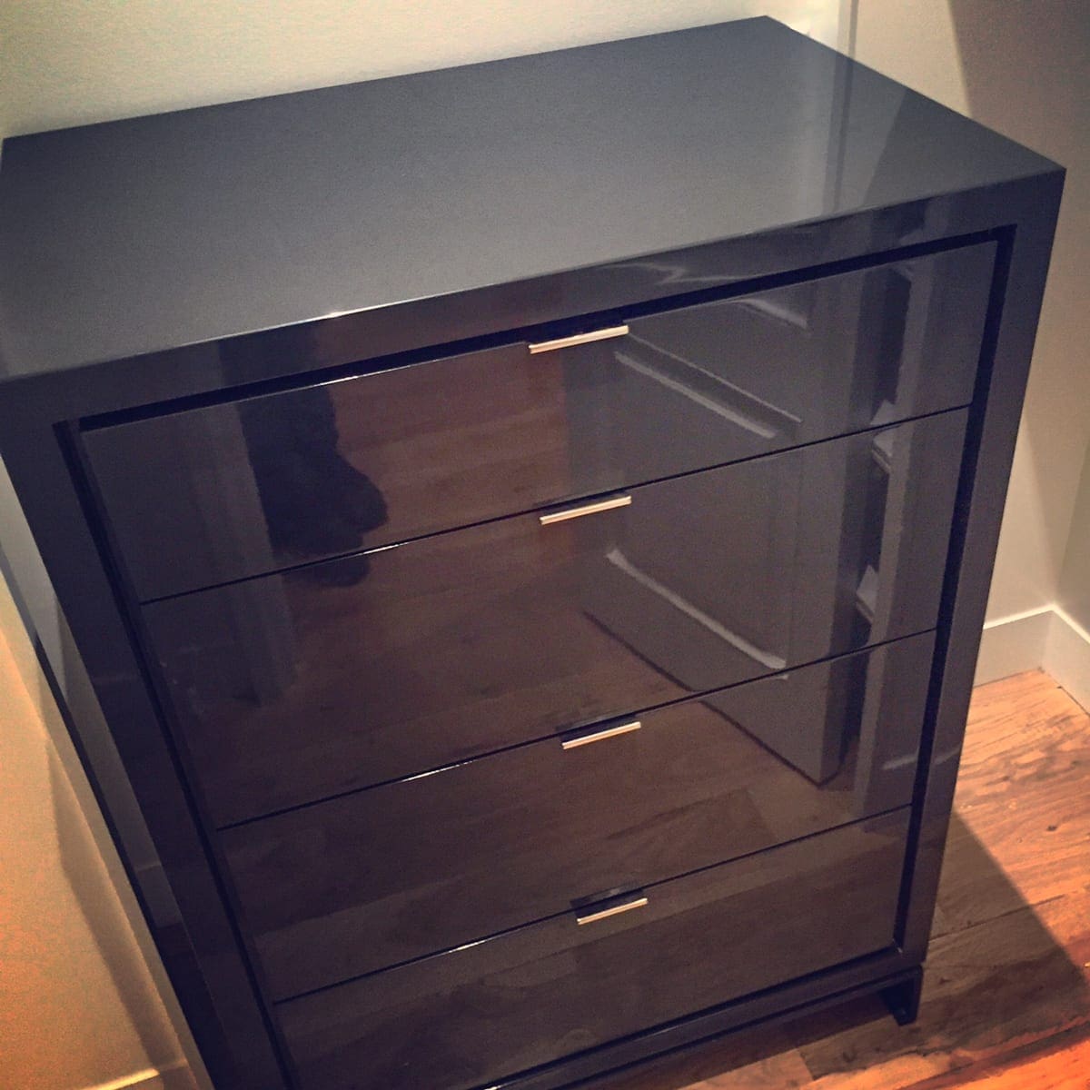 Sleek Black Bedside Table MDM Design Studio