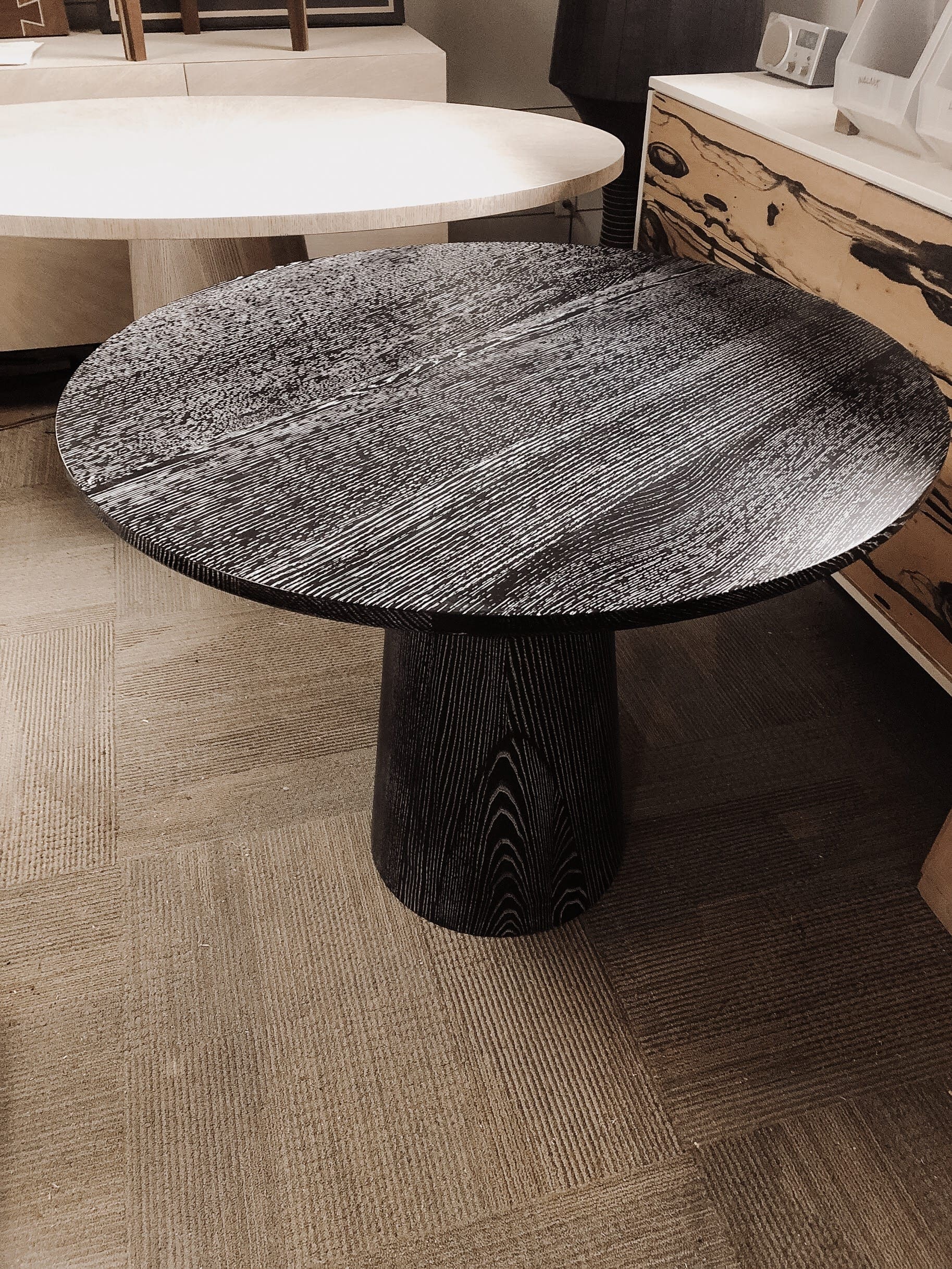 Jet & White Table in White Oak MDM Design Studio