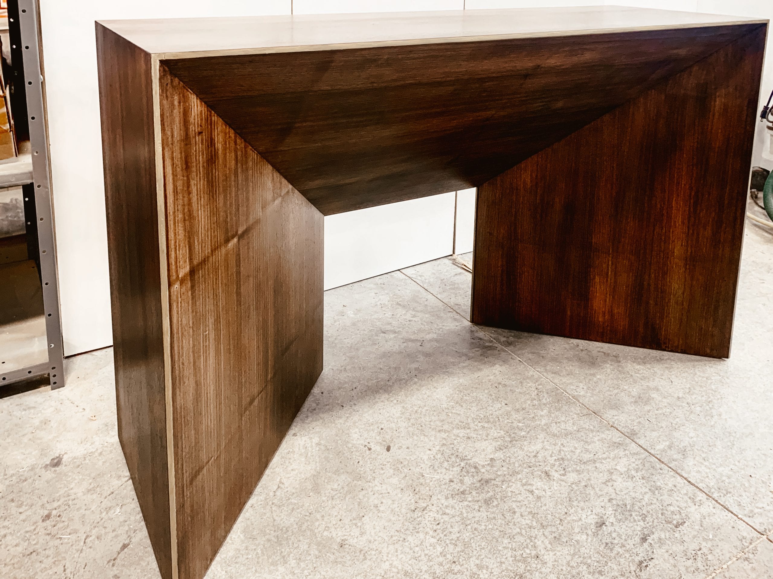 Walnut & Gilded Entry Table MDM Design Studio