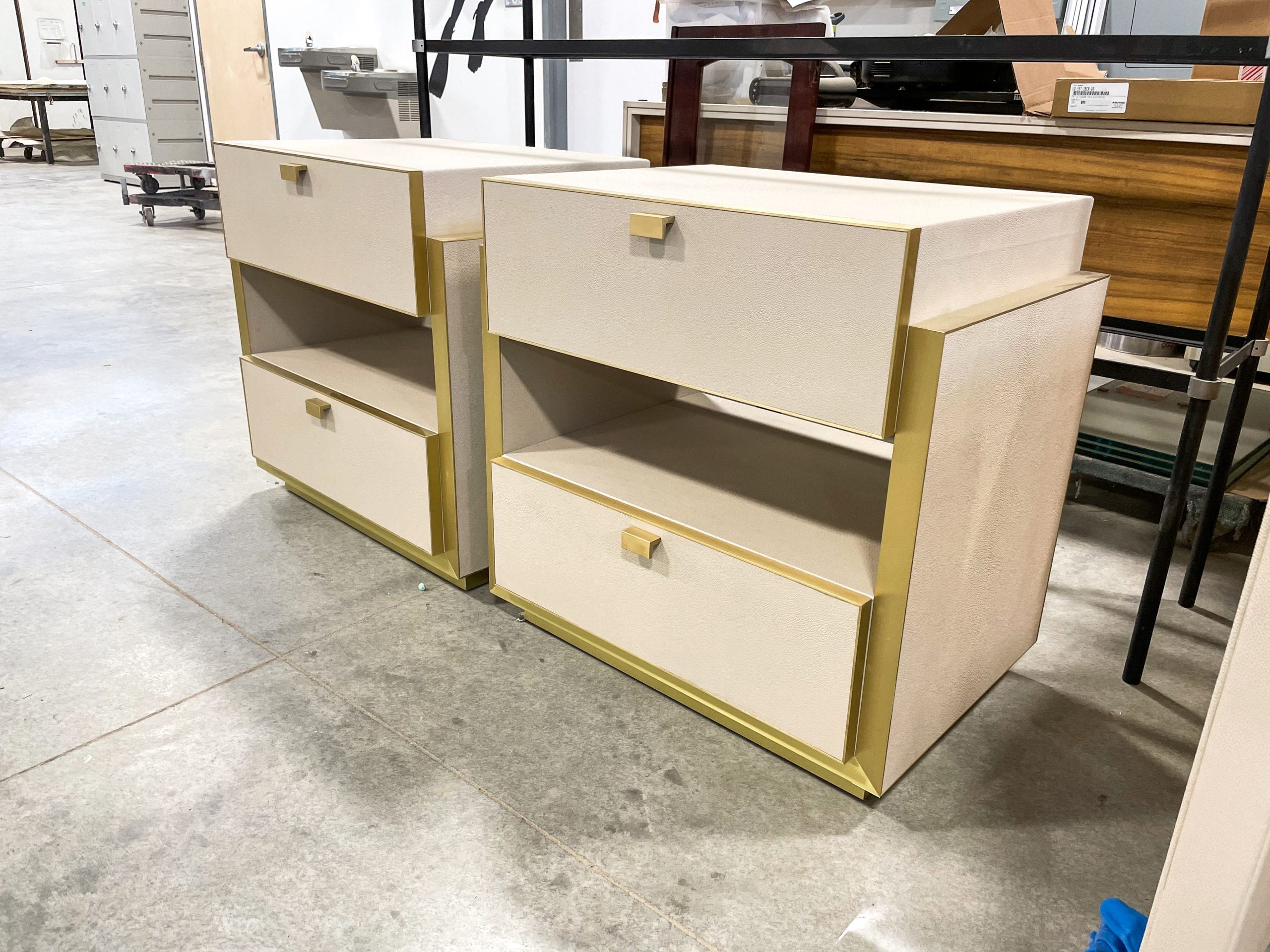 Leather & Brass Bedside Tables MDM Design Studio