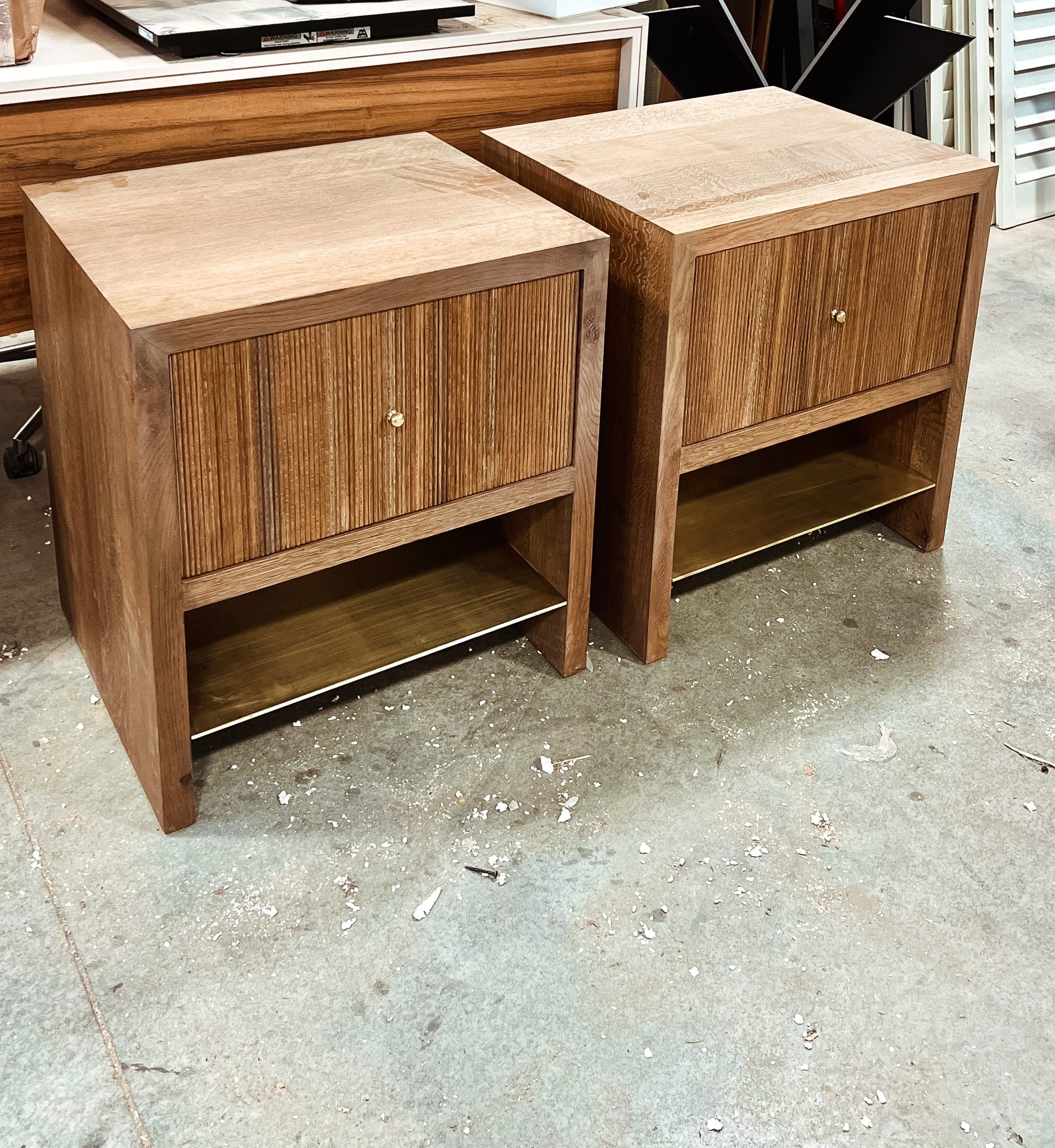 Smoked Oak & Antique Brass Side Tables MDM Design Studio