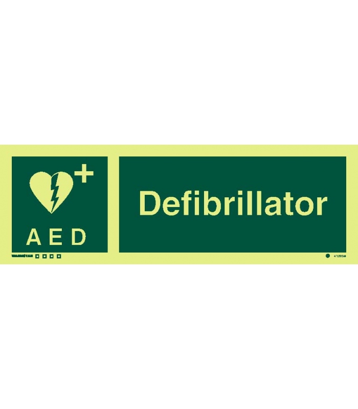 Safety Signs (Photoluminescent, rigid PVC) Defibrillator symbol with