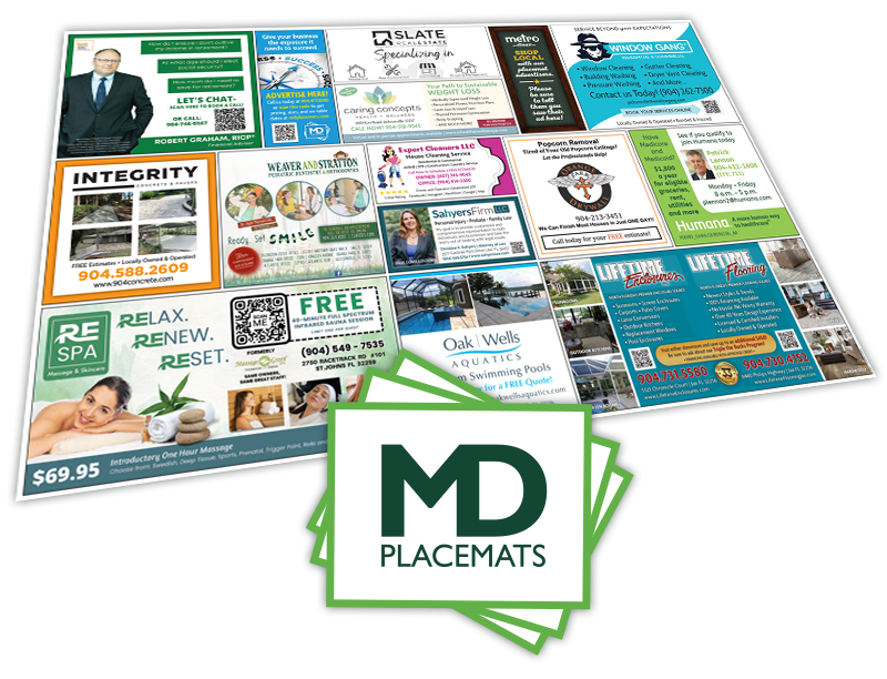 Metro Diner Placemat Advertising MD Placemats