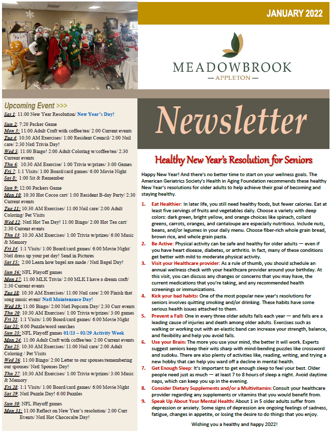 NEWSLETTER Meadowbrook at Appleton