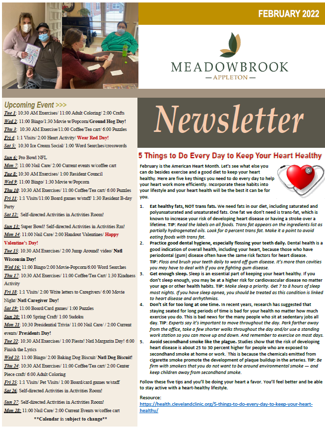NEWSLETTER Meadowbrook at Appleton