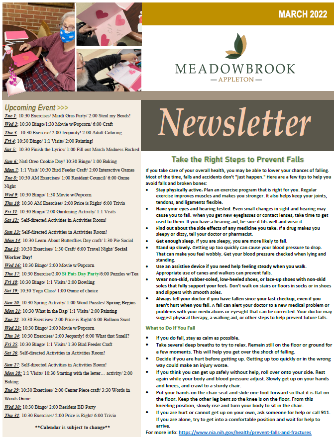 NEWSLETTER Meadowbrook at Appleton