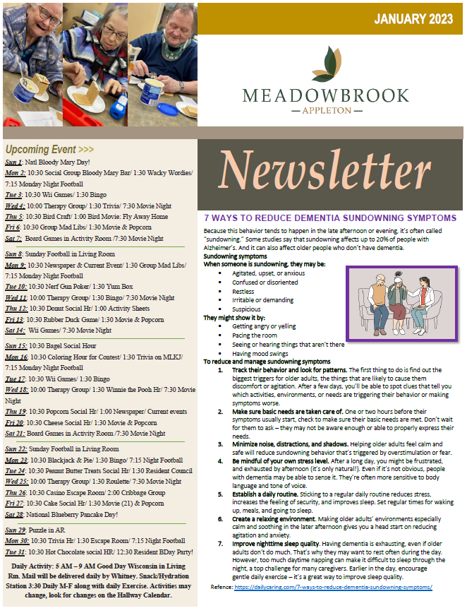NEWSLETTER Meadowbrook at Appleton