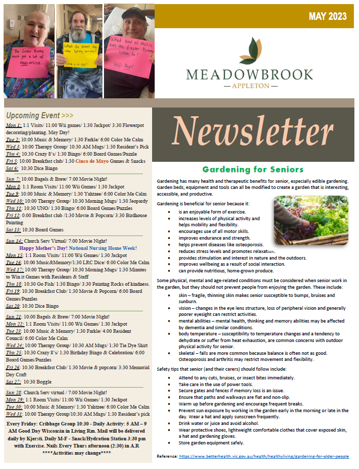 NEWSLETTER Meadowbrook at Appleton