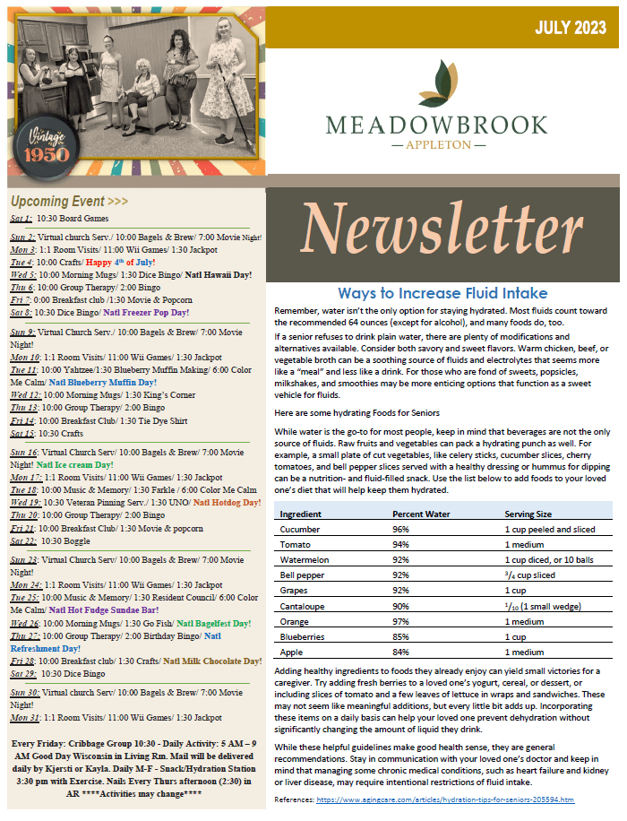 NEWSLETTER Meadowbrook at Appleton