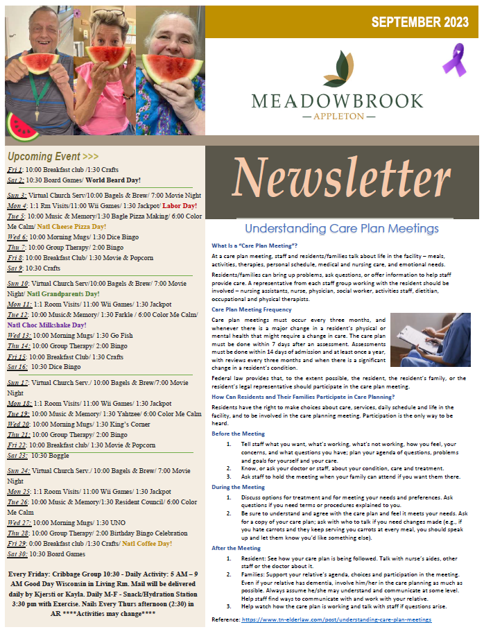 NEWSLETTER Meadowbrook at Appleton