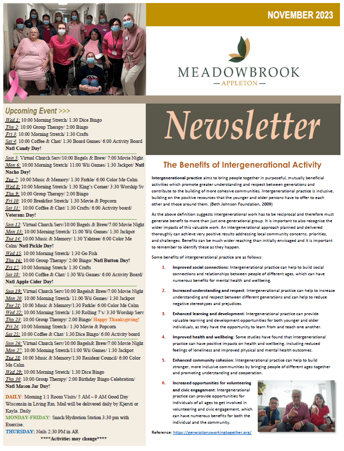 NEWSLETTER Meadowbrook at Appleton
