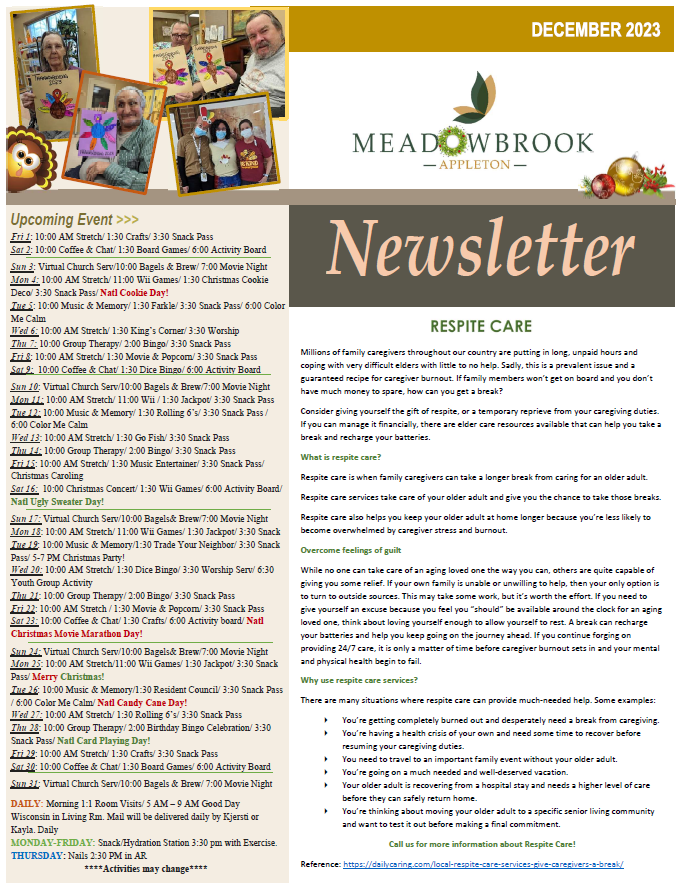 NEWSLETTER Meadowbrook at Appleton