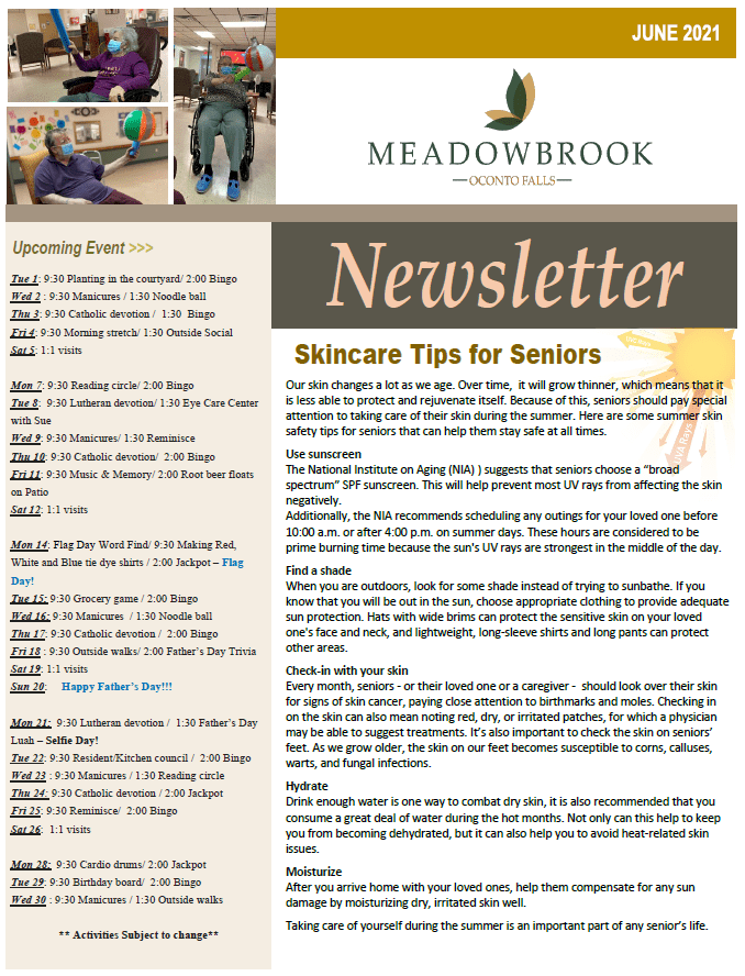 NEWSLETTER Meadowbrook at Oconto Falls