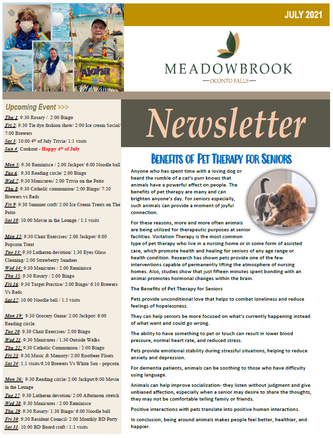 NEWSLETTER Meadowbrook at Oconto Falls