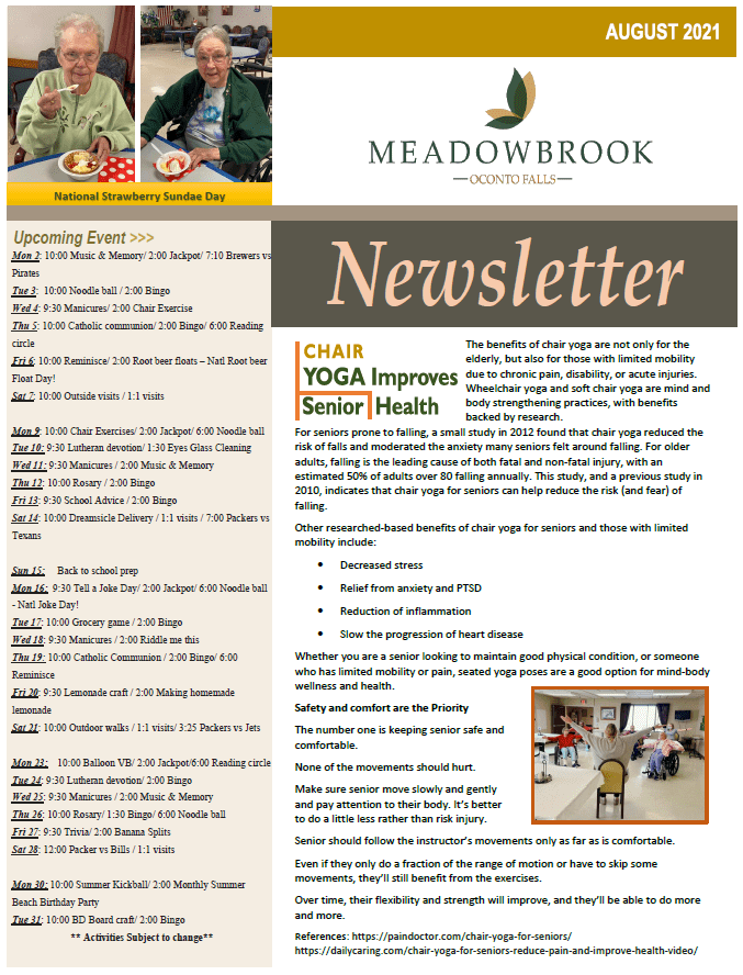 NEWSLETTER Meadowbrook at Oconto Falls